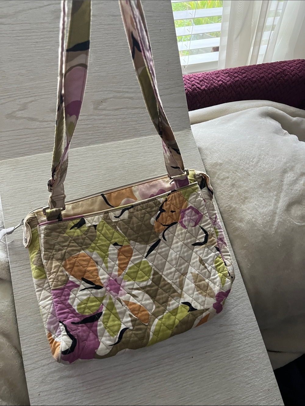 Quilted Floral Shoulder Bag in Pink, Green and Cream - Picture 5 of 5